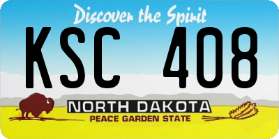 ND license plate KSC408