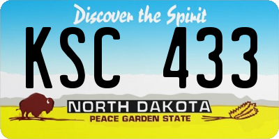 ND license plate KSC433