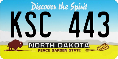 ND license plate KSC443