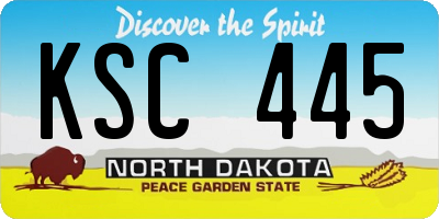 ND license plate KSC445