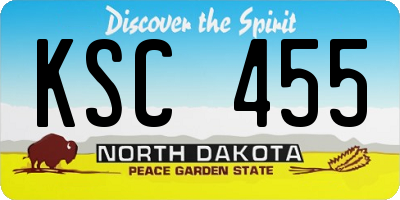 ND license plate KSC455
