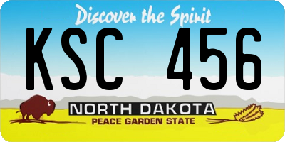 ND license plate KSC456