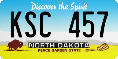ND license plate KSC457