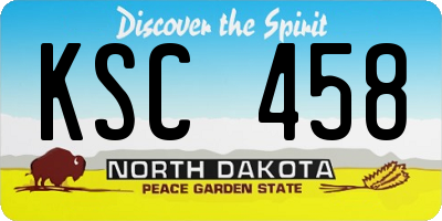 ND license plate KSC458