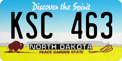 ND license plate KSC463