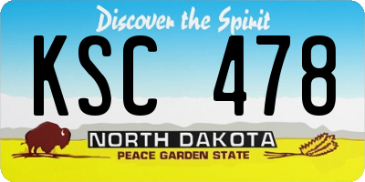 ND license plate KSC478