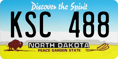 ND license plate KSC488
