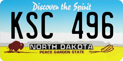 ND license plate KSC496