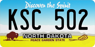 ND license plate KSC502