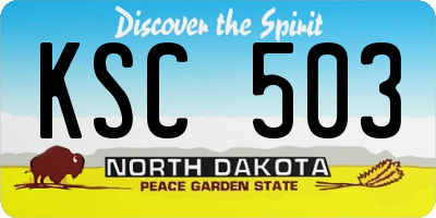 ND license plate KSC503