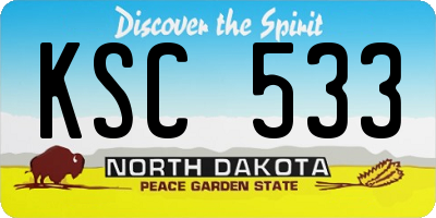 ND license plate KSC533