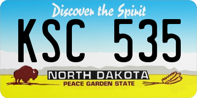 ND license plate KSC535