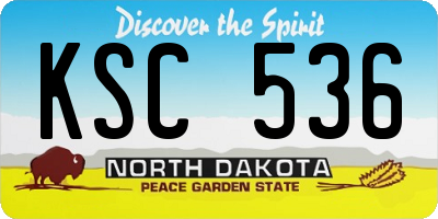 ND license plate KSC536