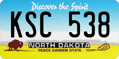 ND license plate KSC538
