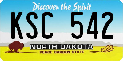 ND license plate KSC542