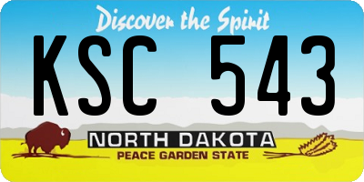 ND license plate KSC543