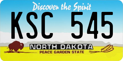 ND license plate KSC545