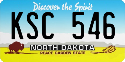 ND license plate KSC546