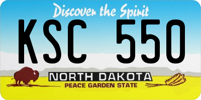 ND license plate KSC550