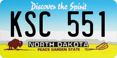 ND license plate KSC551