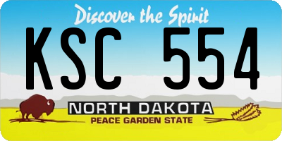 ND license plate KSC554