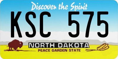 ND license plate KSC575