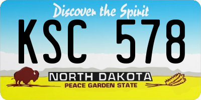 ND license plate KSC578