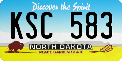 ND license plate KSC583