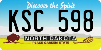 ND license plate KSC598