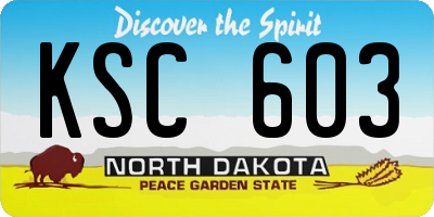 ND license plate KSC603