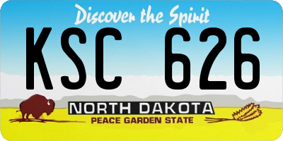 ND license plate KSC626