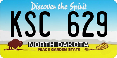 ND license plate KSC629