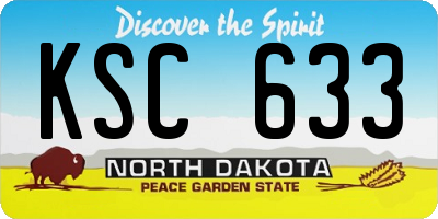 ND license plate KSC633