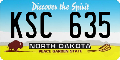 ND license plate KSC635