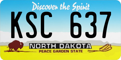 ND license plate KSC637