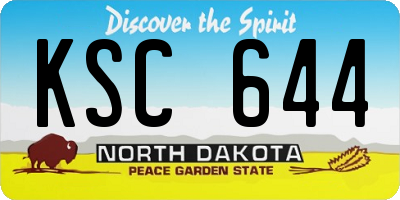 ND license plate KSC644