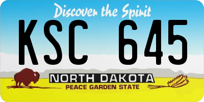 ND license plate KSC645