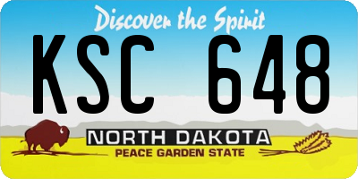 ND license plate KSC648