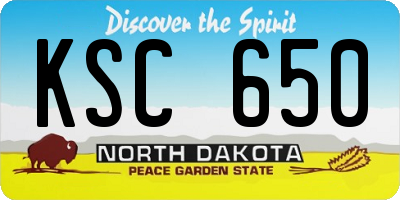 ND license plate KSC650