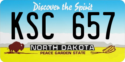 ND license plate KSC657