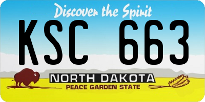 ND license plate KSC663