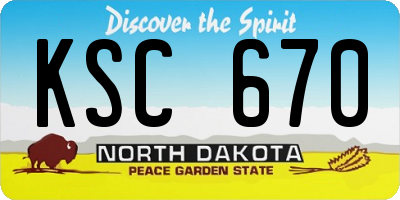 ND license plate KSC670