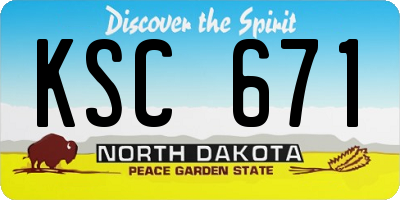 ND license plate KSC671