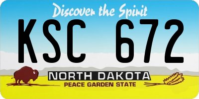 ND license plate KSC672