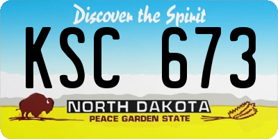 ND license plate KSC673
