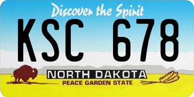 ND license plate KSC678