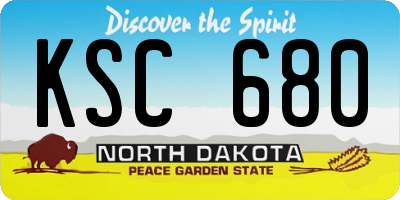 ND license plate KSC680