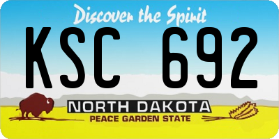 ND license plate KSC692