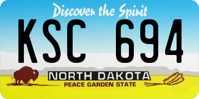 ND license plate KSC694