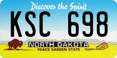ND license plate KSC698